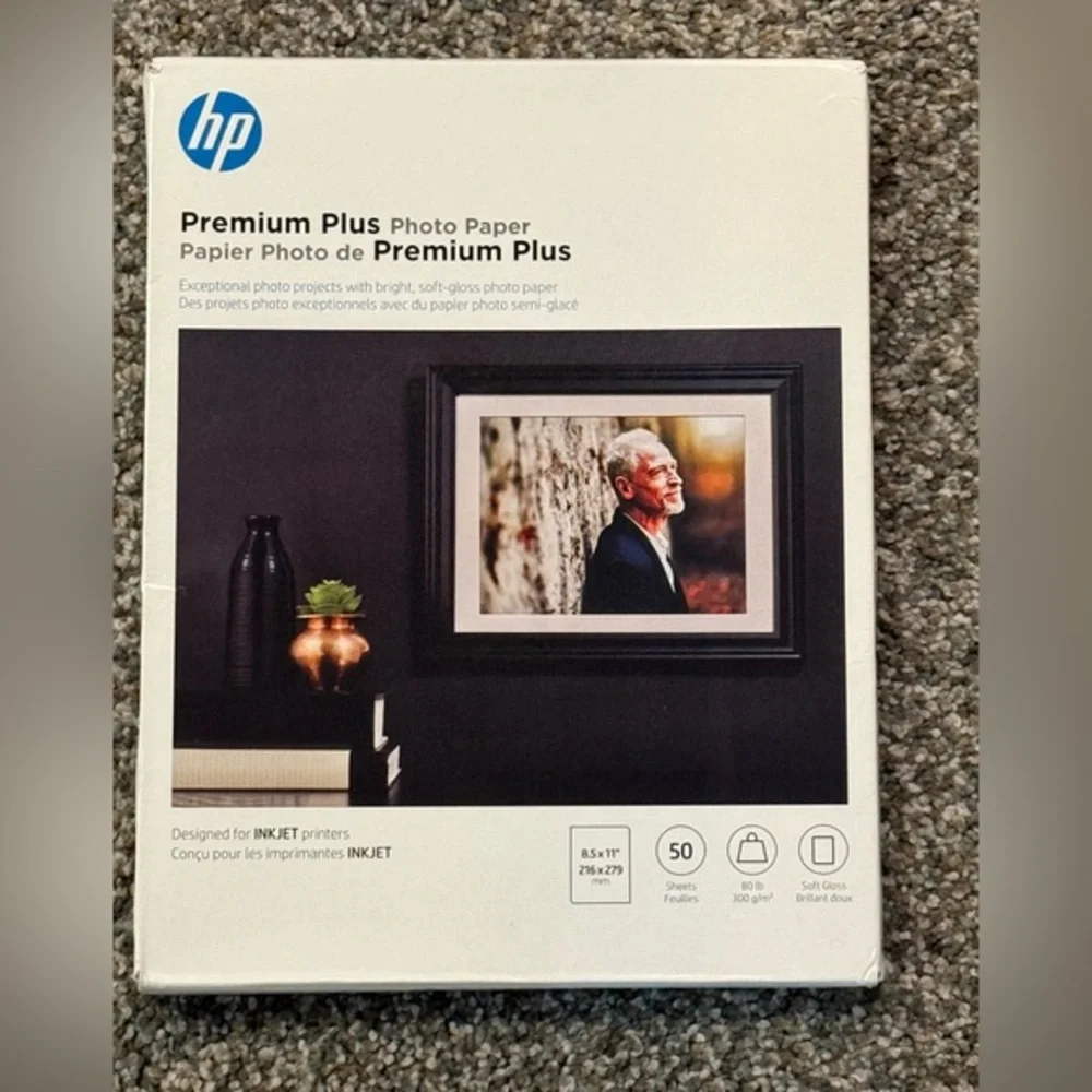 NEW! HP Premium Plus Soft Gloss Photo Paper 8.5” x 11” Box of 50